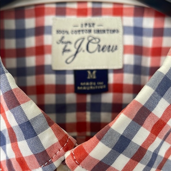 J. Crew Red and Blue Gingham Casual Button Down Shirt Medium 2 Ply 100% Cotton - Picture 3 of 15